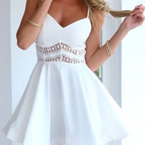 BellaDonna Boutique Dresses & Skirts - White Skater Dress - Spaghetti Straps - Sm & Med